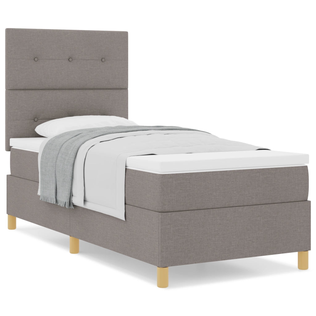 Letto con box spring e materasso Tortora 90x200 cm Tessuto