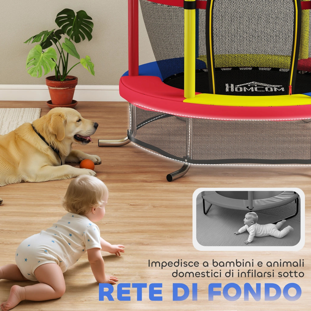 Trampolino per Bambini con Rete di Sicurezza ¨C Zephmum ¨C ?160x190 cm, Multicolore