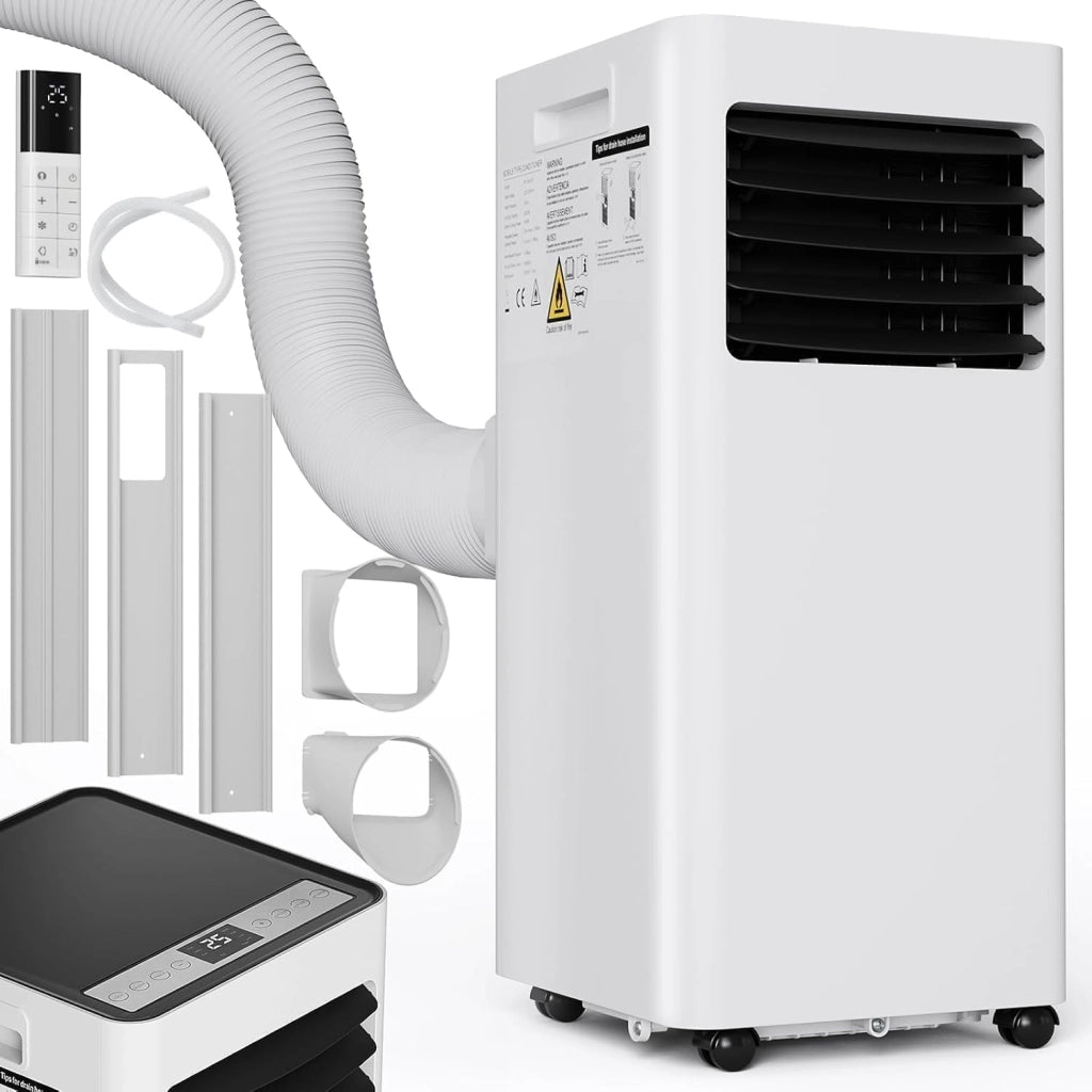 Condizionatore Portatile, 9000 BTU/h, 2.6 kW, 4-in-1 Climatizzatore Portatile, Ventilatore, Raffreddamento, Deumidificazione, Aria Condizionata con Night Mode, Timer 24H e Telecomando, 31㎡