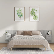 Testiera Letto con Comodini-Testiera con Contenitore in Legno Multistrato Grigio Sonoma 539659