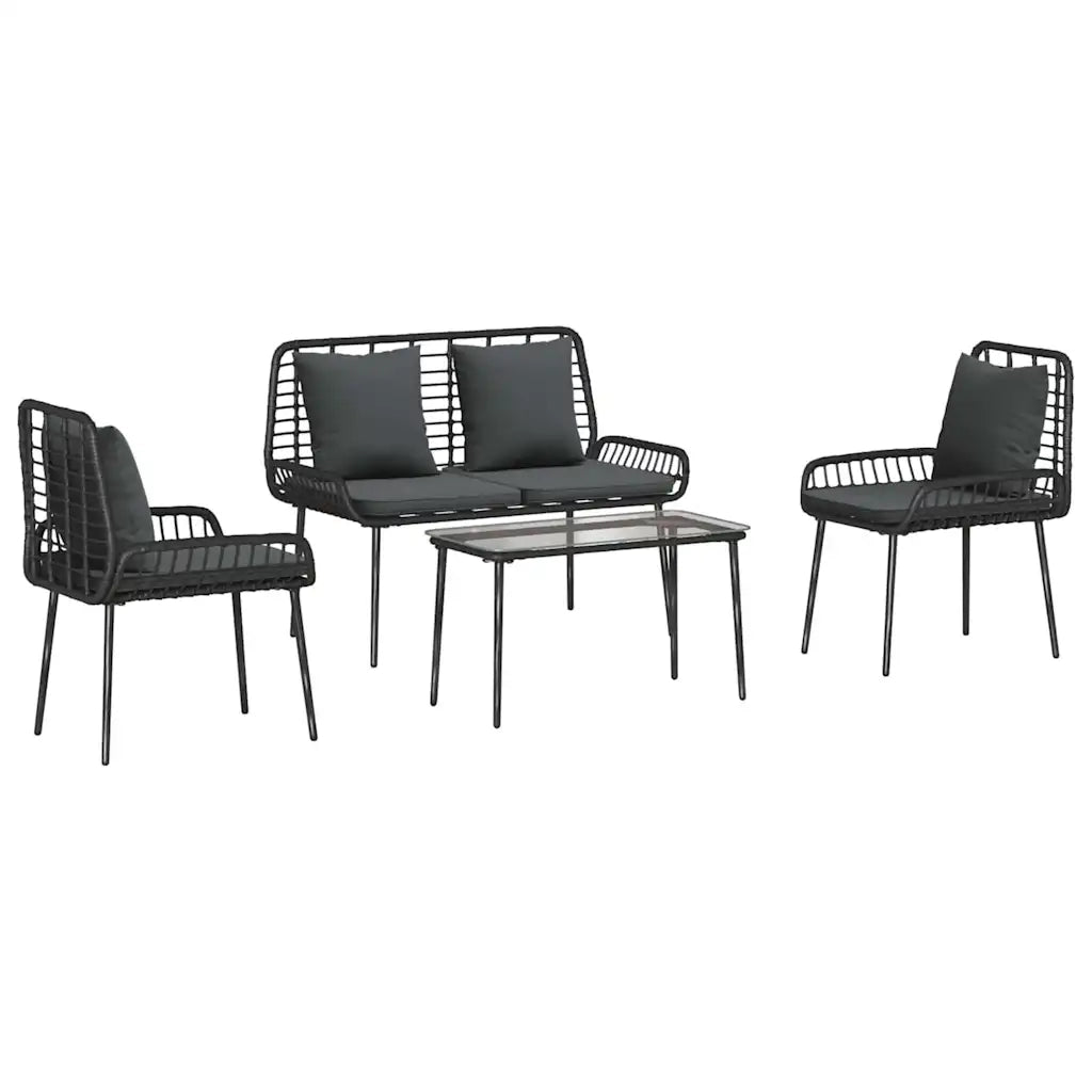 vidaXL Set di Mobili da Giardino con cuscino 4 pcs Marrone Nero Crema