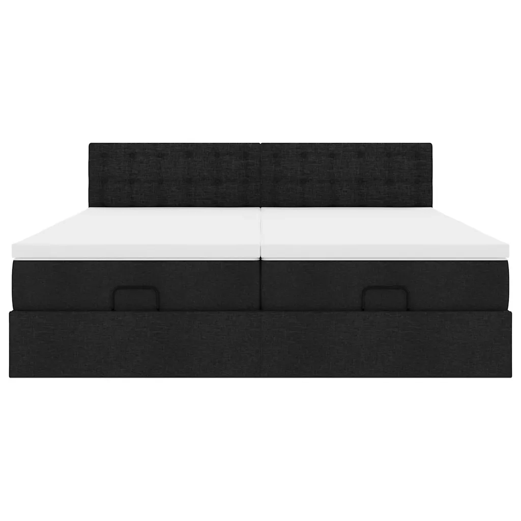 Struttura Letto Pouf con Materassi Nero 160x200 cm in Tessuto 3312031