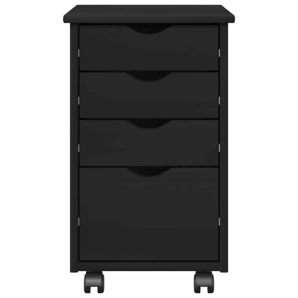 Mobile con Ruote Nero 34 x 39 x 56 cm Legno di pino massiccio 42028343