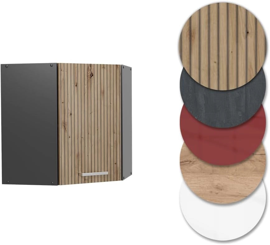 Mobile angolare da cucina R-Line, Rovere artigianale, 57 cm, per la libera combinazione all'interno di sistemi cucina modulari