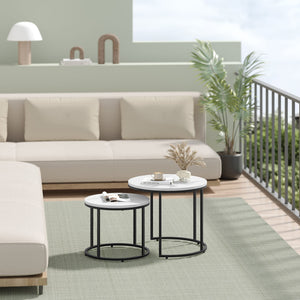 Set di 2 tavolini rotondi Valora | Piano in marmo con gambe nere