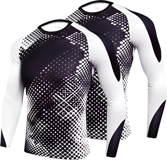 2x Maglia di Compressione Sportiva per Uomo - Maglia Termica per Inverno - Calore e Prestazione - Bianco - L