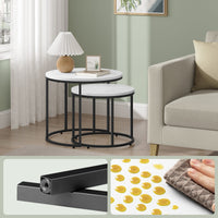 Set di 2 tavolini rotondi Valora | Piano in marmo con gambe nere