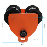 Carrello porta paranco a spinta Max 1000 kg Regolabile 75-125mm
