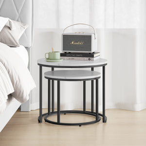 Set di 2 tavolini rotondi Valora | Piano in marmo con gambe nere