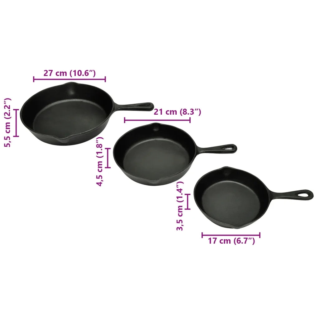 Set 3 Padelle in Ghisa Bistecchiere per Barbecue 50122