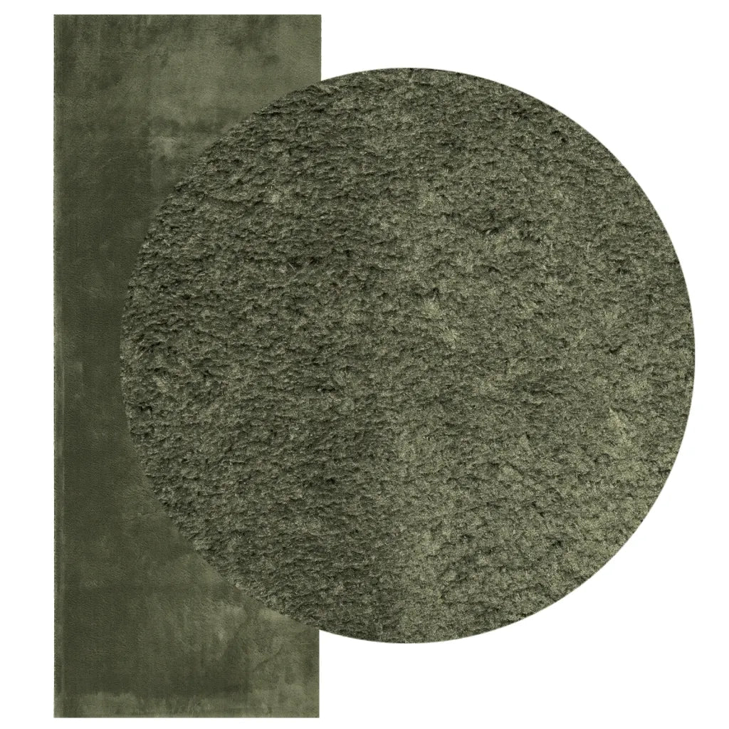 Tappeto Pelo Corto HUARTE Morbido Lavabile Verde Bosco 80x200cm 375091