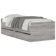 Letto singolo | Letto per adulti | Giroletto con Cassetti Grigio Sonoma 90x190 cm