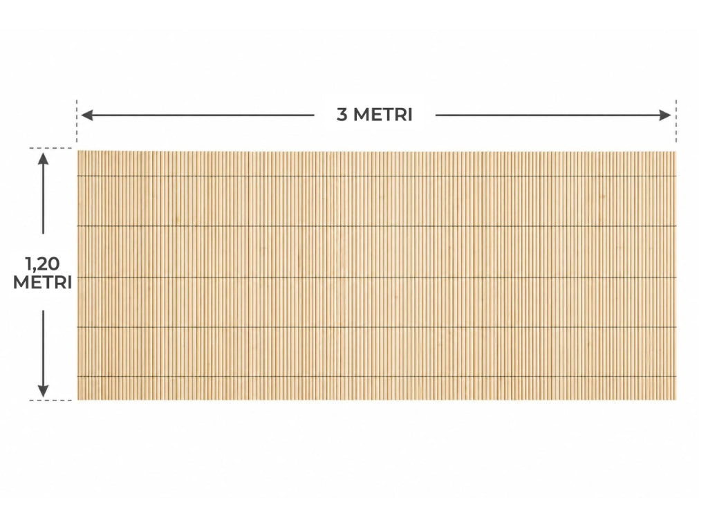 Rotolo Arella Rete Recinzione Canna Bamboo Simple Cannette Frangivista Naturale - 120x300 - Arella
