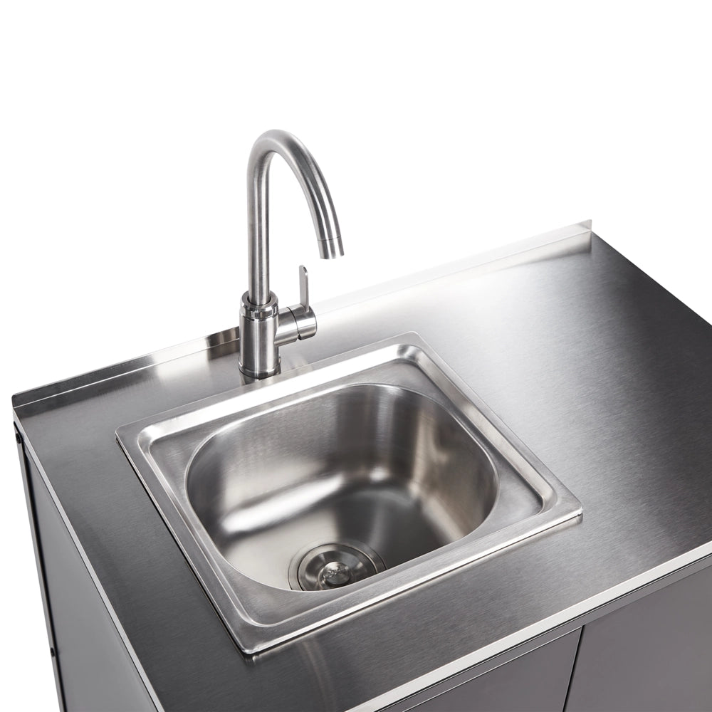 Mobiletto da giardino in acciaio con lavello e 2 ante ripiano in acciaio inox nero cucina da giardino da pranzo