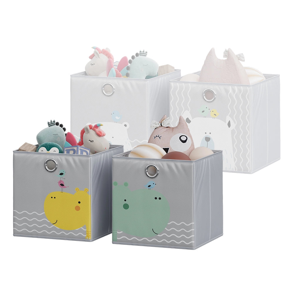Vicco Scatola pieghevole Grigio (orso e ippopotamo) 30 x 30 cm (motivo orso e ippopotamo)