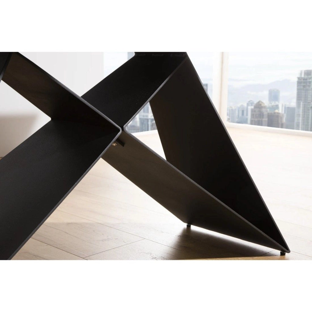Tavolo da pranzo ATARA 180–260 cm – Piano in ceramica grigio tortora e struttura in metallo nero