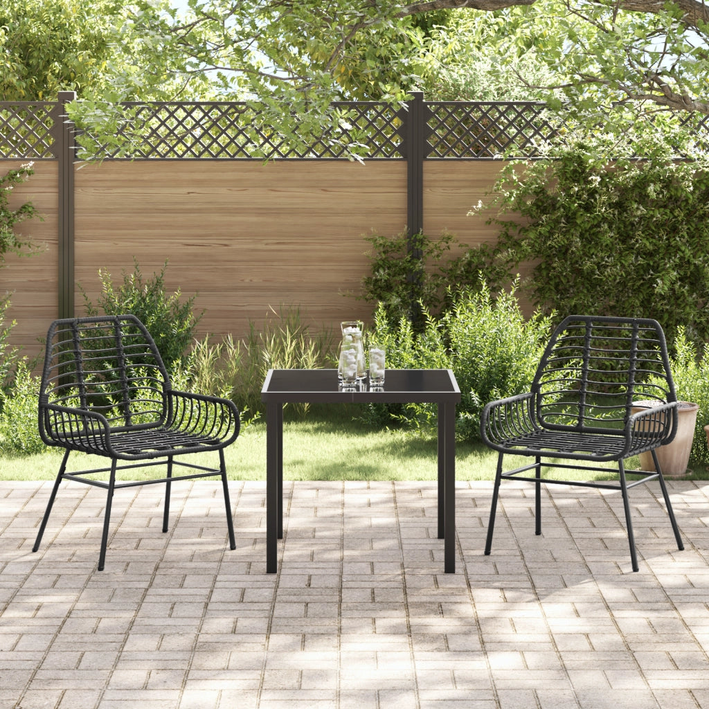 Set da pranzo da giardino 3 pezzi nero polyrattan