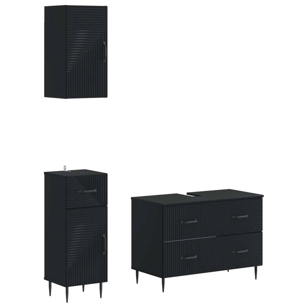 Set di armadietti da bagno in 3 pezzi HAARLEM Nero 3417775