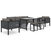 Set di mobili da giardino mobili da esterno 8 pezzi con cuscini resina intrecciata antracite 02_0017668