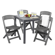 Set salotto da esterno Sanzeno, Salottino outdoor o indoor, Tavolo quadrato con 2 sedie pieghevoli, Made in Italy, Antracite