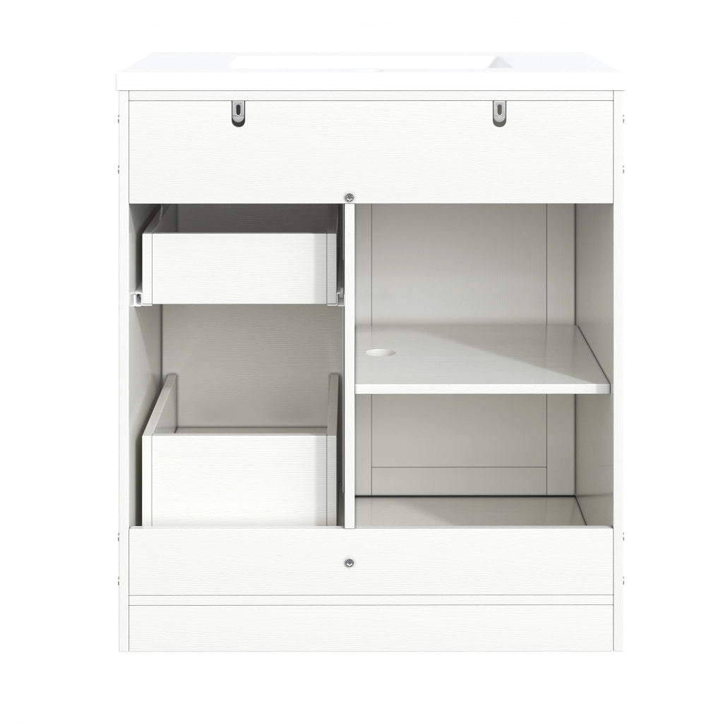 Mobile Bagno con Lavabo in Ceramica ¨C MINIMAL ¨C Bianco, Cassetti, Ante