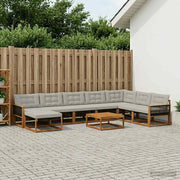 Set di divani da esterno 9 pcs Naturale e Grigio Chiaro