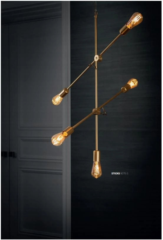 Lampadario a sospensione Nowodvorski Sticks oro 5xE27