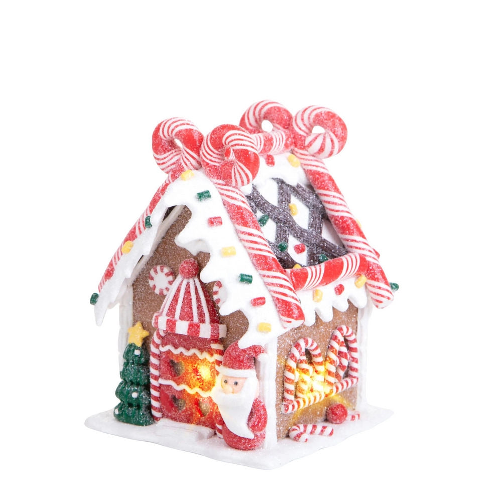 Casa Natalizia di Zucchero Dolce Illuminata con Led 14,5 cm