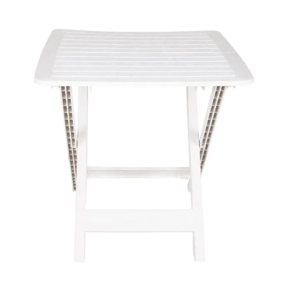 Trade Shop - Tavolo Pieghevole Bianco In Polietilene 79x72x70cm Tavolino Giardino Campeggio 012140 -
