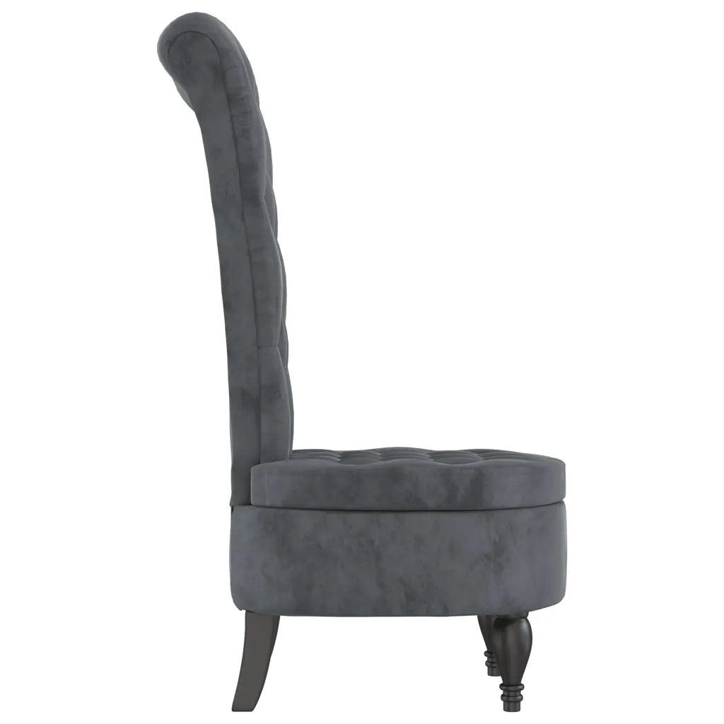 Sedia Schienale Alto Design con Bottoni in Velluto Grigio Scuro 352465