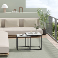 Tavolino da caffè quadrato Valora, set da 2 | Piano in marmo con struttura in acciaio nero