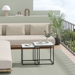 Tavolino da caffè quadrato Valora, set da 2 | Piano in marmo con struttura in acciaio nero