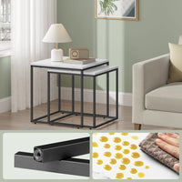 Tavolino da caffè quadrato Valora, set da 2 | Piano in marmo con struttura in acciaio nero