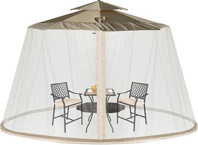 Zanzariera per Ombrellone da Esterno, Zanzariera Regolabile da Patio con 2 Porte a Doppia Cerniera, Rete per Copertura Ombrellone, 12,5 x 2,3 m