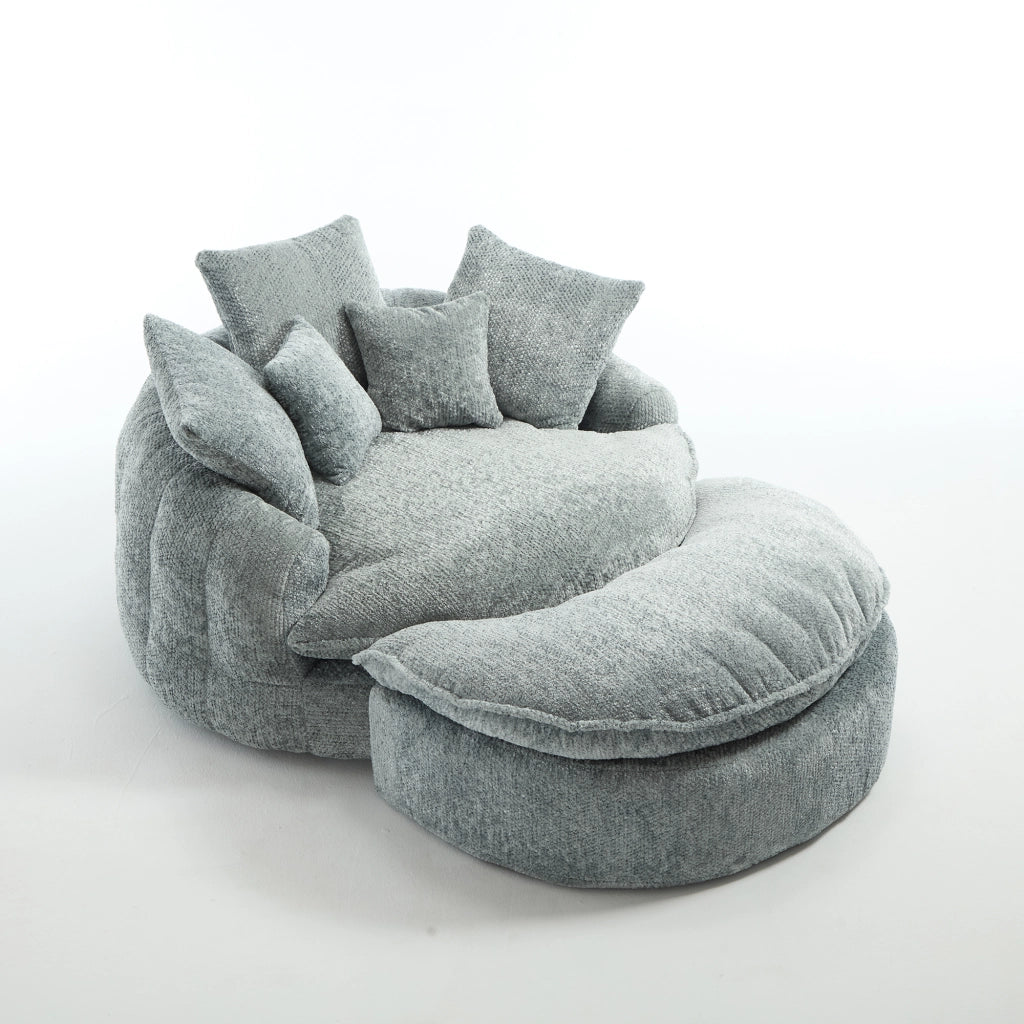 Poltrona lounge modulare con braccioli doppi e cuscini in poliestere blu grigio