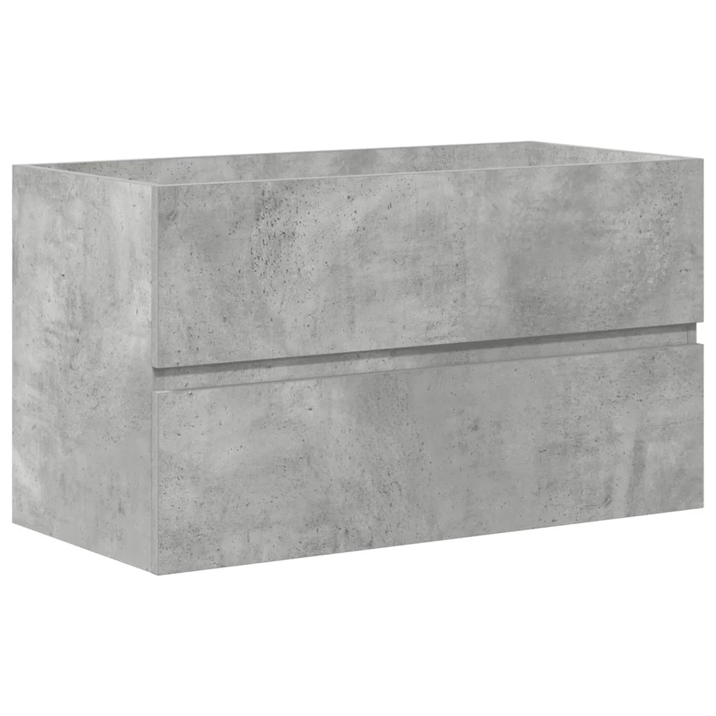 Set Mobili da Bagno | Armadio da bagno 2 pz Grigio Cemento in Legno Multistrato