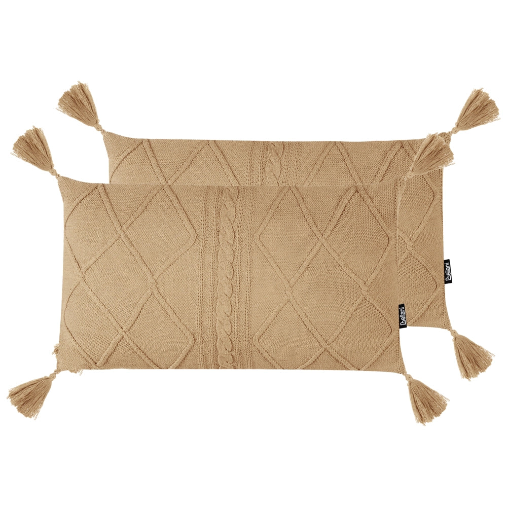 Set di 2 cuscini in cotone intrecciato beige 30 x 50 cm soggiorno camera da letto