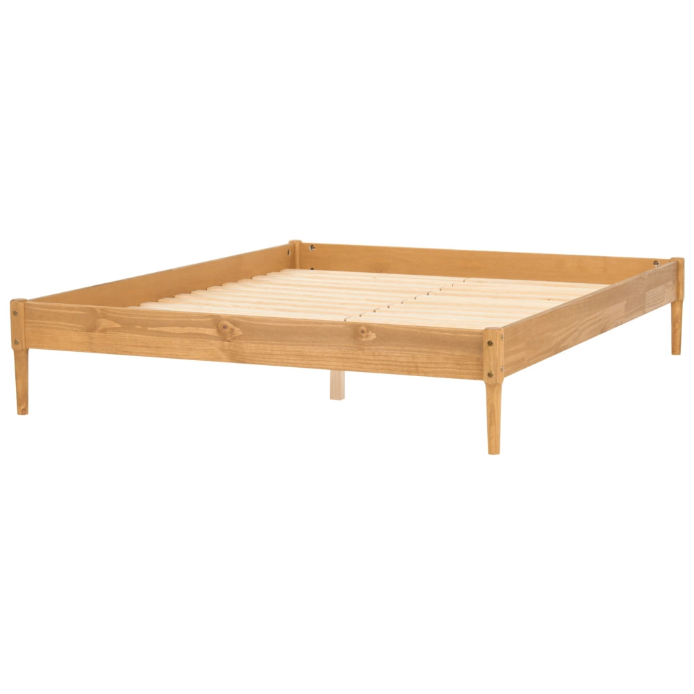 Letto matrimoniale in legno con rete a doghe in pino, senza testiera 160 x 200 cm marrone chiaro stile scandinavo naturale