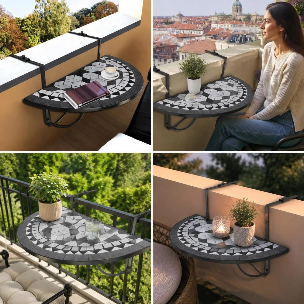 Balcony Hanging Table Mosaic Black And White