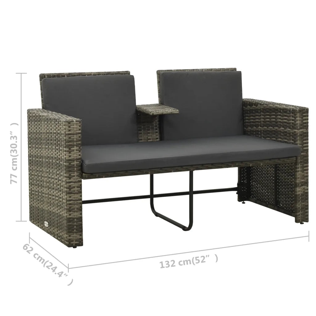 Set Divani da Giardino 3 pz con Cuscini in Polyrattan Grigio 313128