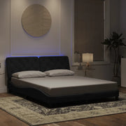 Giroletto con LED senza Materasso-Struttura Letto Nero 160x200 cm in Velluto