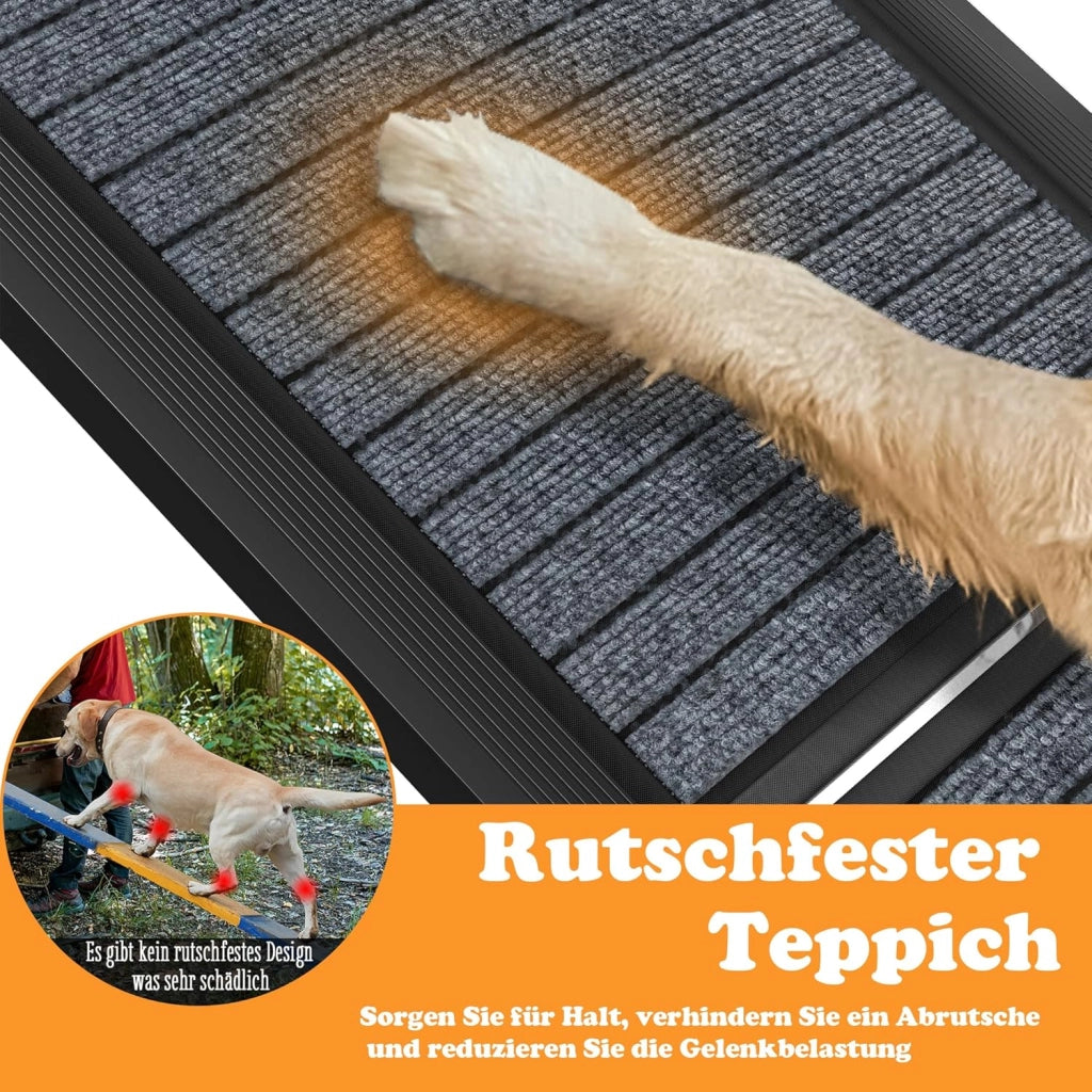 Rampa per cani pieghevole per auto, con superficie del tappeto, rampa per animali domestici, rampa per cani, antiscivolo, fino a 110 kg, rampa per cani per auto, camion, SUV