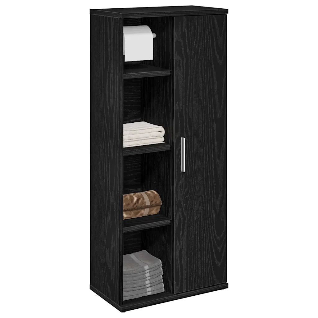 Mobile da Bagno | Armadio da bagno con Portarotolo Nero 39x22x90 cm
