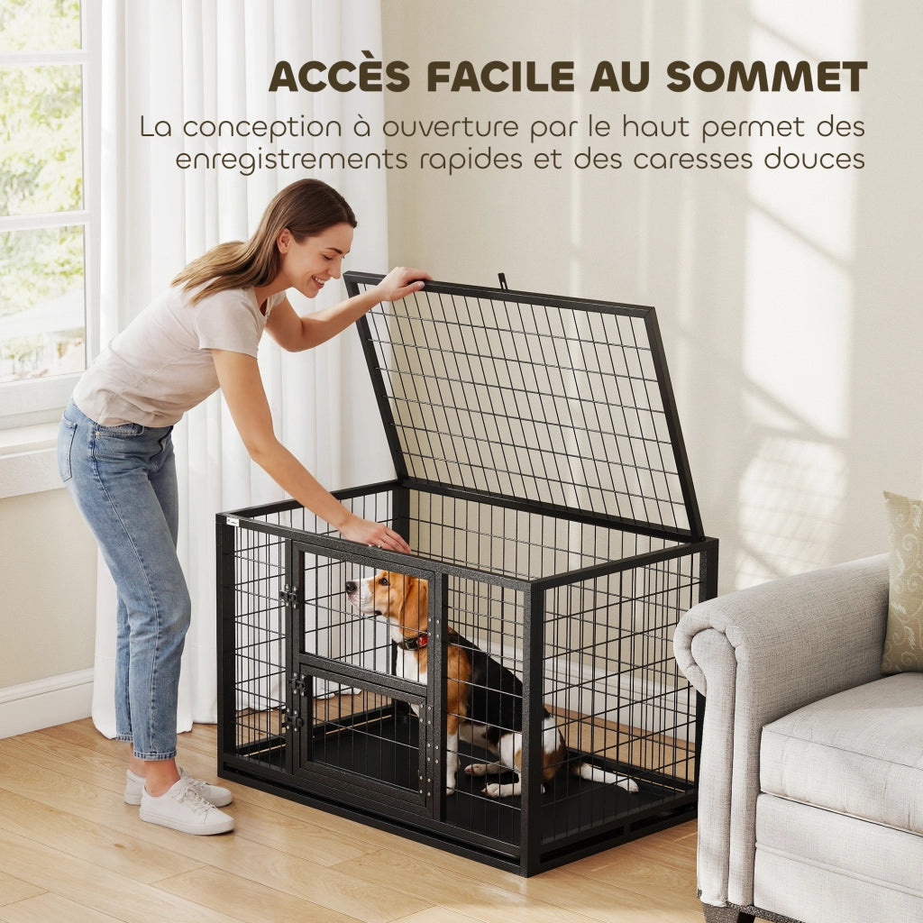 Cuccia per Cani Interna con Porta e Tetto Aprile ¨C zephmum ¨C Nero 94x60x64 cm