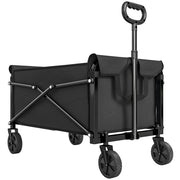 Carrello da Giardino 80L Pieghevole con Maniglia Regolabile, in Metallo e Tessuto Oxford, 78x47.5x92 cm, Nero