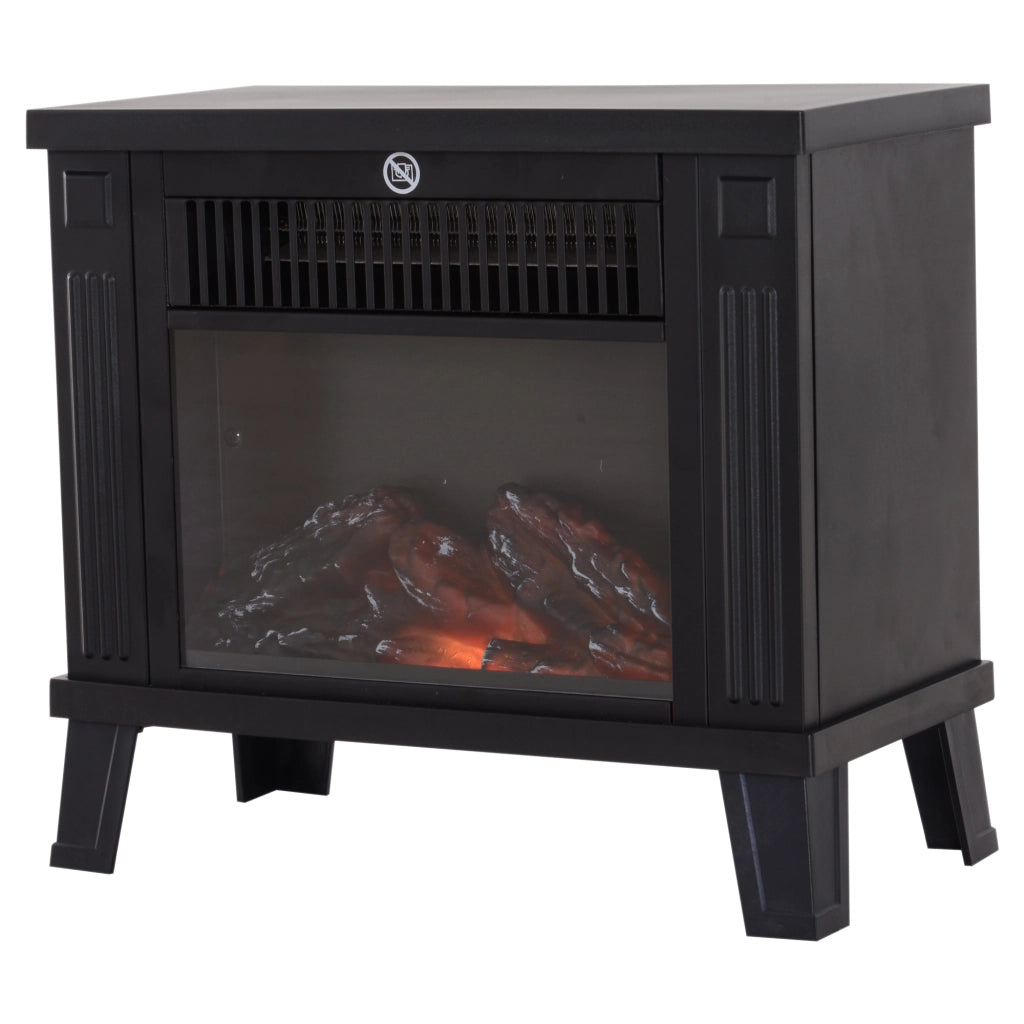 EasyComfort Camino Elettrico da Terra Moderno 600W/1200W con Effetto Fiamma, Caminetto Elettrico con Protezione da Surriscaldamento e Antiribaltamento, 34x17x31 cm, Nero
