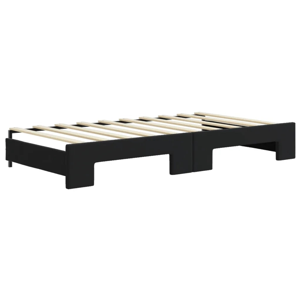 Divano Letto Estraibile con Cassetti-Sofa Letto-Daybed Nero 90x190 cm in Velluto 816151