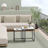 Set di 2 tavolini da caffè quadrati Valora | Piano bianco con struttura in acciaio nero