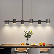 ZMH Lampada a Sospensione Nera 6 Luci Metallo 150cm GU10 Industriale per Sala da Pranzo Soggiorno Cucina Senza Lampadine