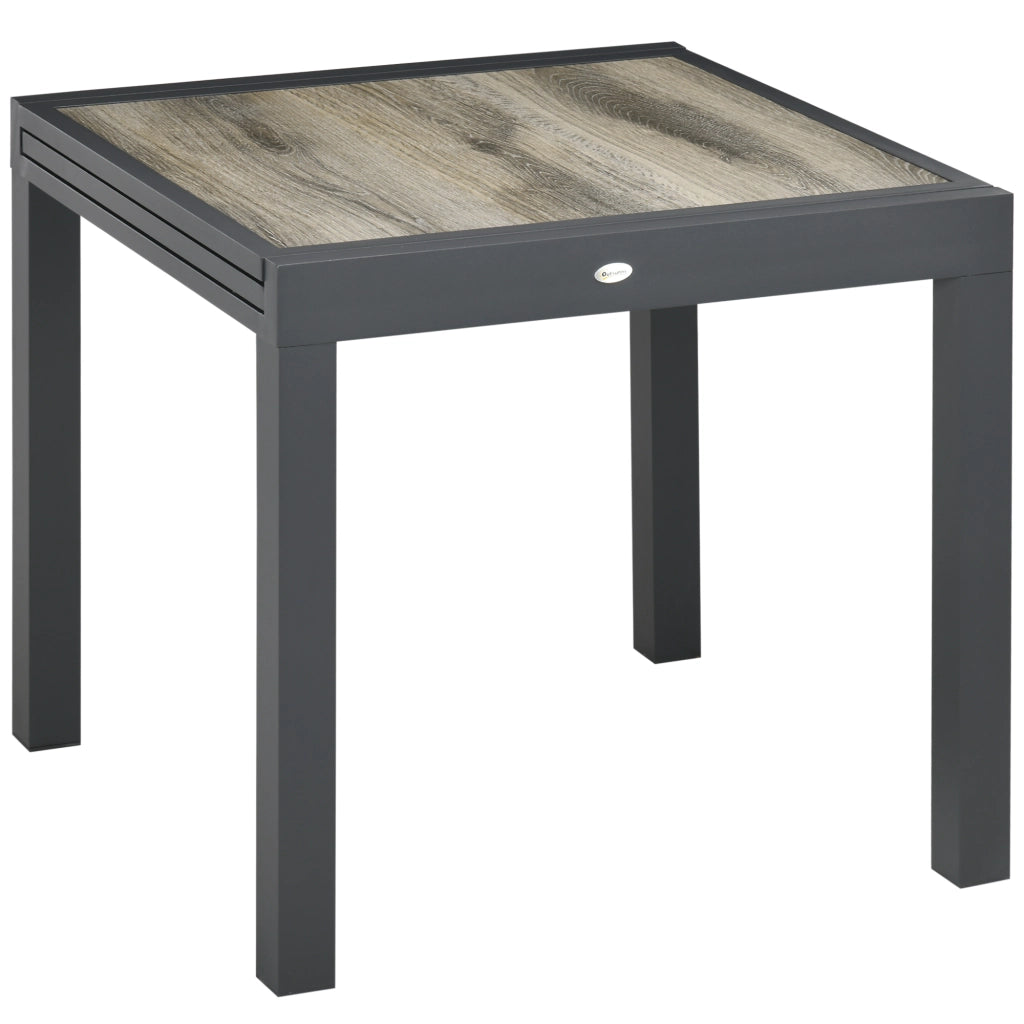 Tavolo da Giardino Allungabile per 6 Persone in Plastica e Alluminio, 80/160x80x75 cm, Beige